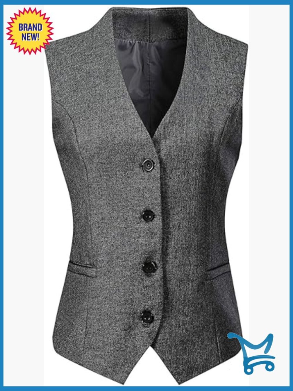 Women's Fully Lined 4 Button V-Neck Dressy Suit Vest Waistcoat